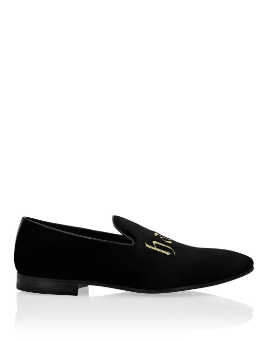 Velvet Loafers Embroidered