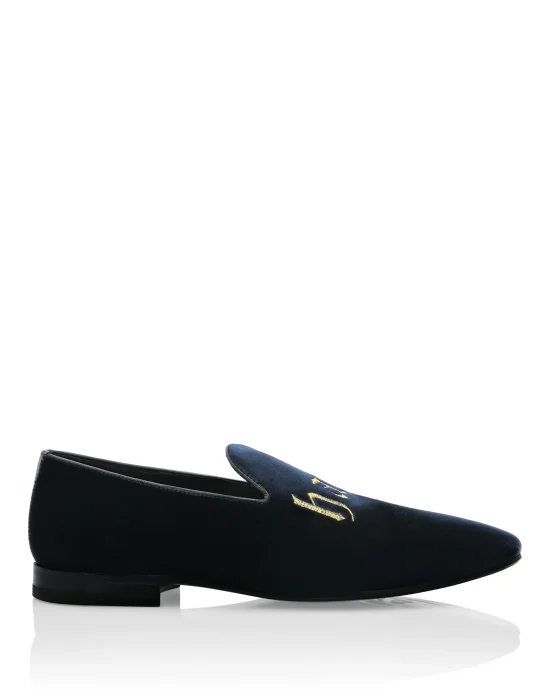 Velvet Loafers Embroidered