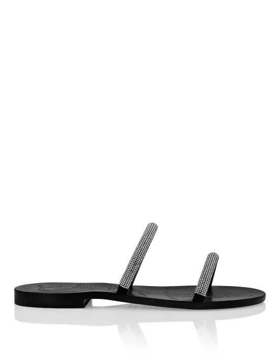 Suede Sandals Flat Crystal