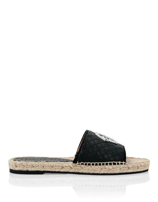 Leather matelassè Sandals Flat Hexagon