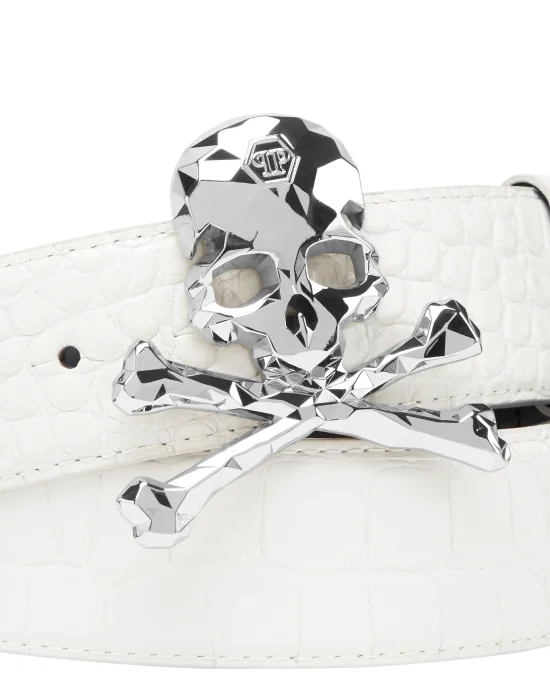 Leather Cocco Print  Belt Hexagon
