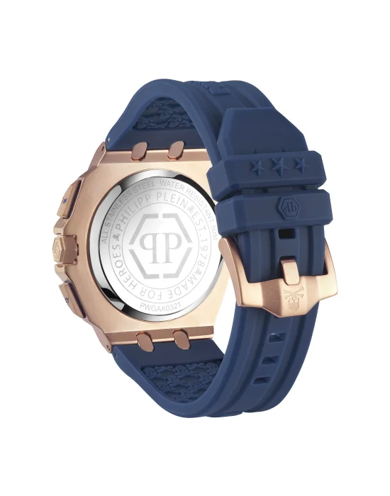 PLEIN EXTREME 44MM - IP ROSE GOLD CASE - DARK GREY DIAL - BLUE STRAP - Watch