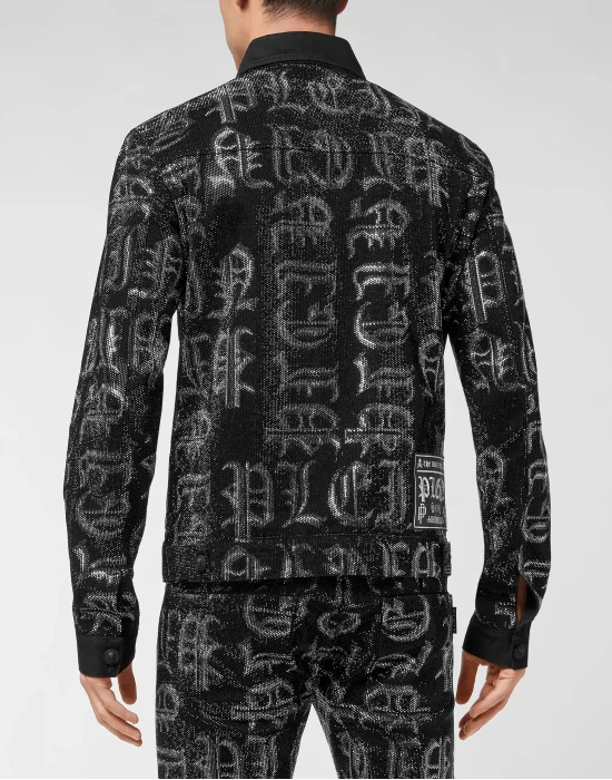 GOTHIC  LUXURY DENIM  JACKET with Crystals