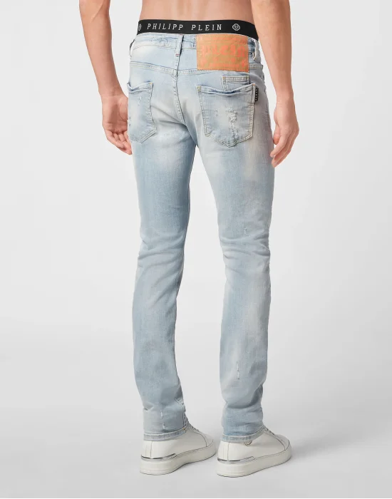 Denim Trousers Super Straight Cut Skull