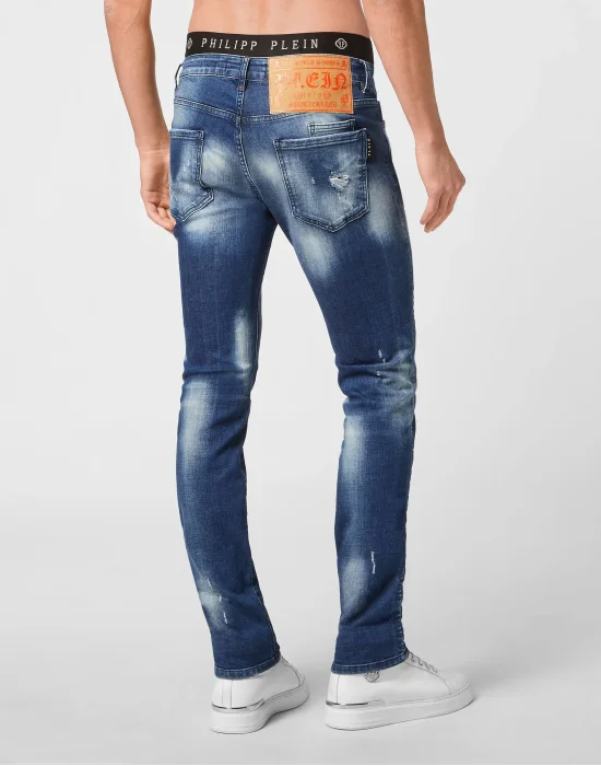 Denim Trousers Super Straight Cut Skull