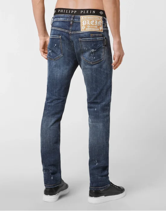 Denim Trousers Super Straight Cut Skull