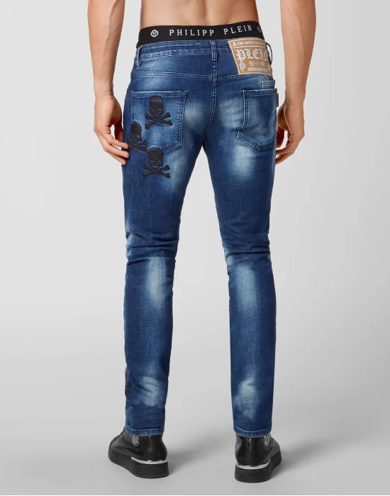 Denim Trousers Super Straight Cut Skull