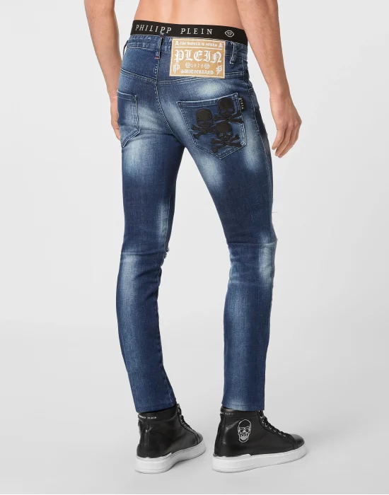 Denim Trousers Skinny Skull