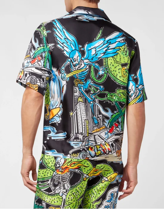Silk Shirt Bowling SS Skeleton tattoo