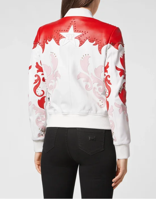 Cowboy Intarsia Leather Bomber