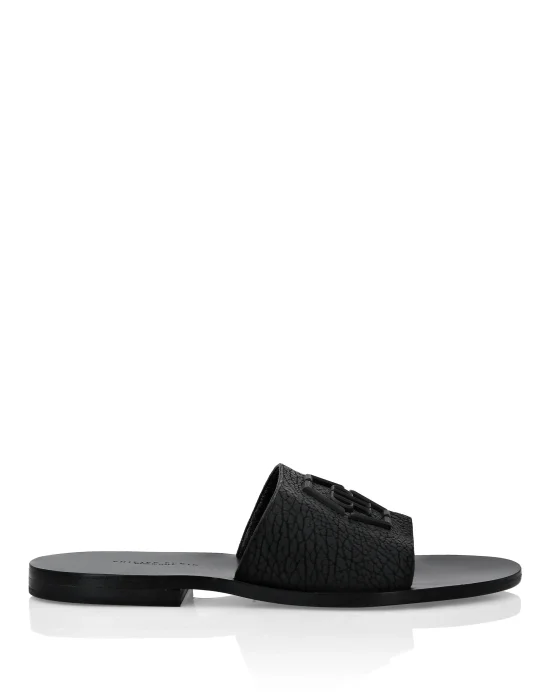 Leather Sandals Flat Gothic Plein