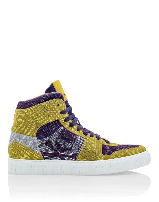 HI-TOP SNEAKERS NOTORIOUS CRYSTAL SKULL with Crystals