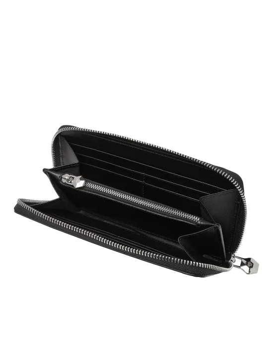 Croco Embossed Round Zip Wallet