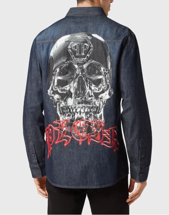 Denim Shirt LS Glass Skull