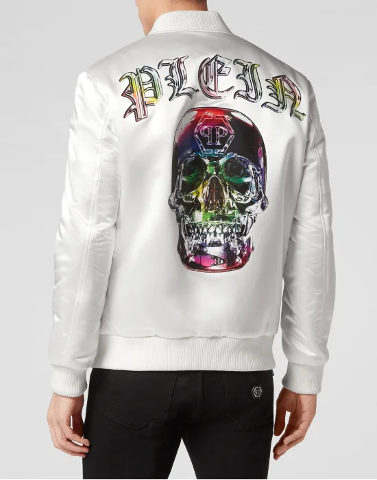 Satin Bomber Glass Skull