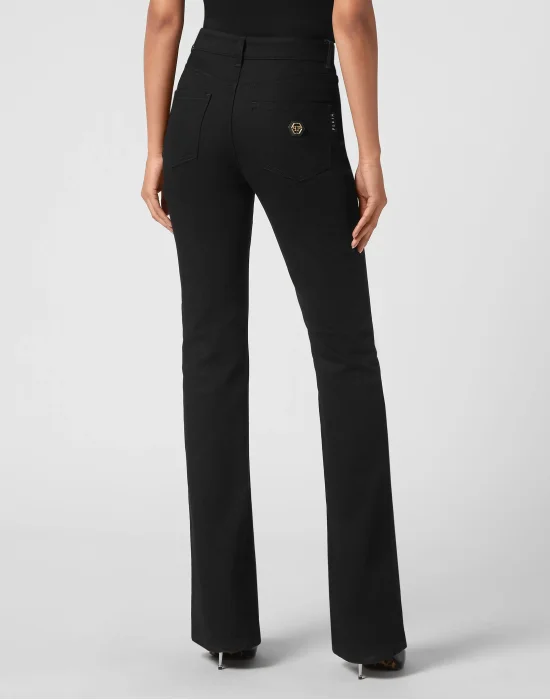 Denim High waisted flare Trousers