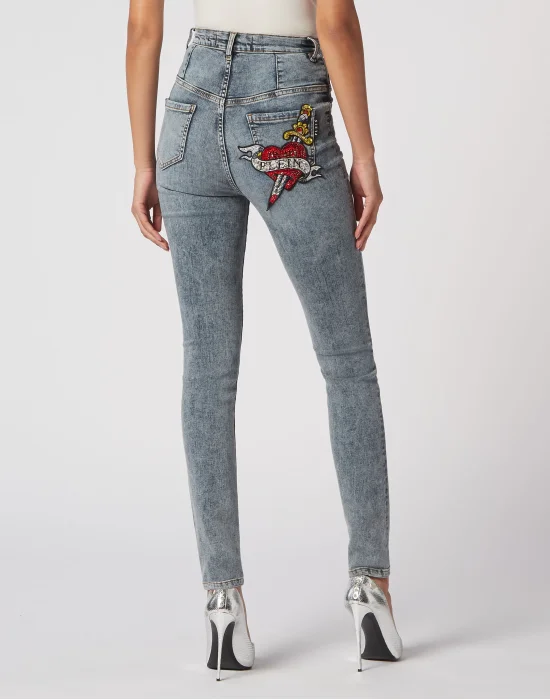 Super High Waist Denim Jeggings Love