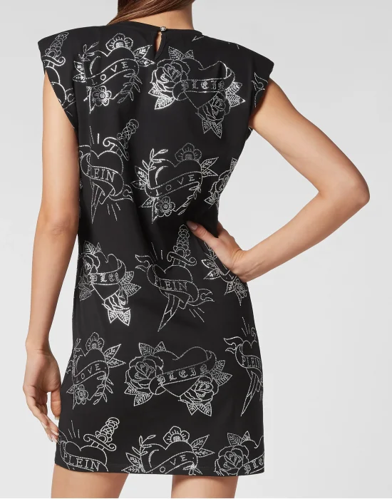 Shoulder Pad Mini Dress Love
