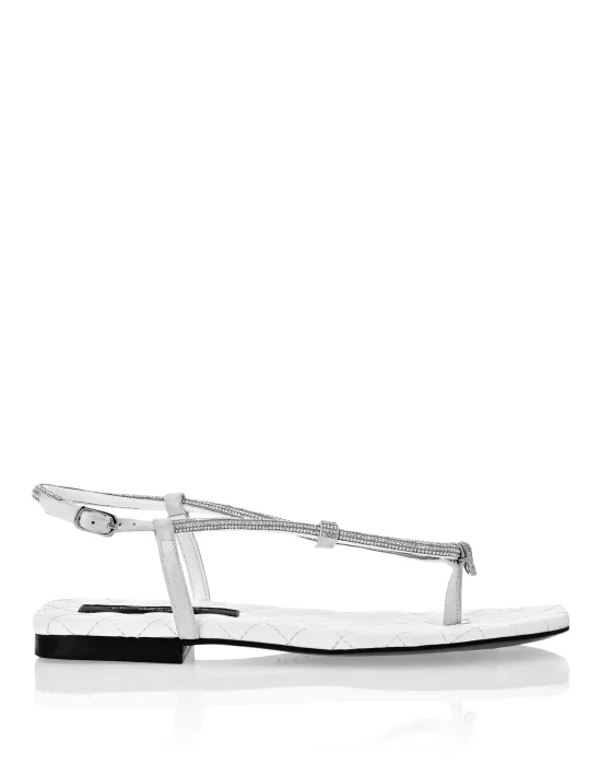 Matelasse Flat Sandals Crystal Skull