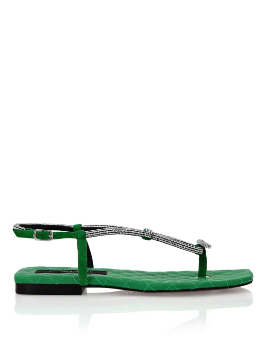 Matelasse Flat Sandals Crystal Skull