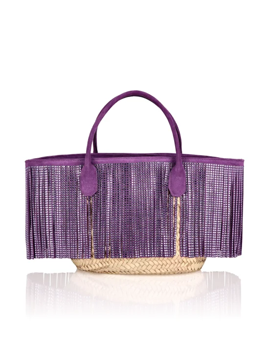 Raffia & Leather Large Handle Bag