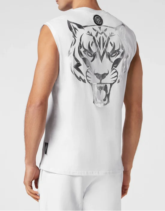 Sleeveless T-shirt Round Neck