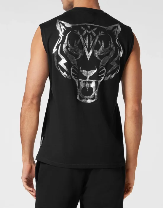 Sleeveless T-shirt Round Neck
