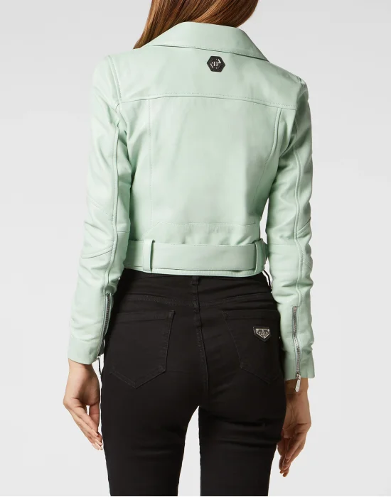Cropped Boxy Leather Jacket