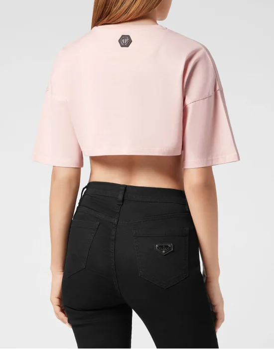 Cropped T-shirt with Crystals Philipp Plein TM
