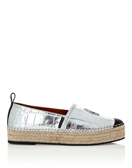 Croco Printed Leather Espadrilles