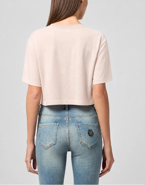 T-shirt Round Neck SS Crop Vintage Print