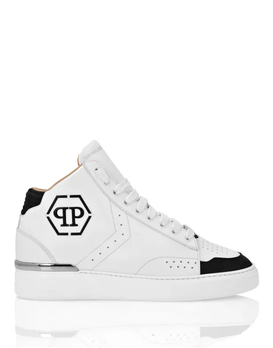 Leather Mid-Top Sneakers Hexagon
