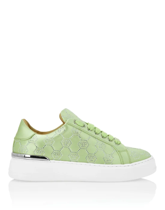 Satin Lo Top Sneakers Monogram Strass