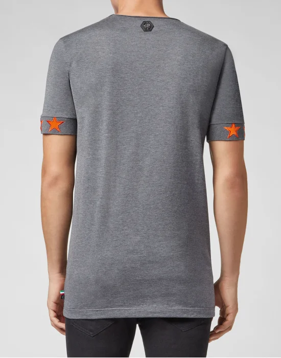 T-shirt Black Cut Round Neck Skull