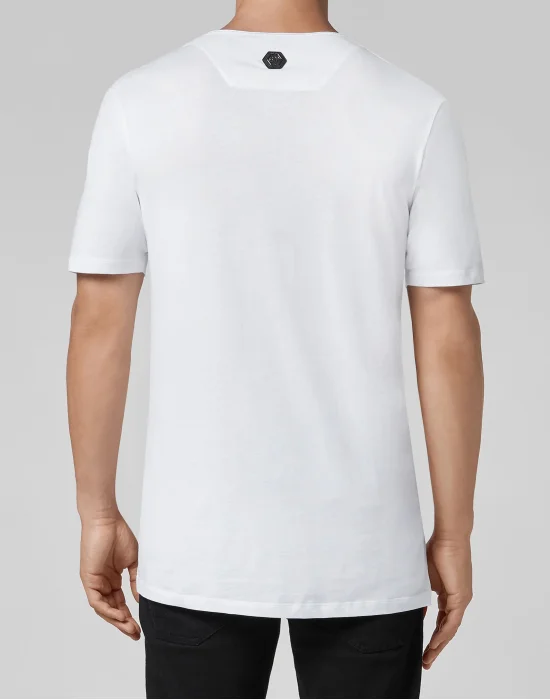 T-shirt Black Cut Round Neck Dollar