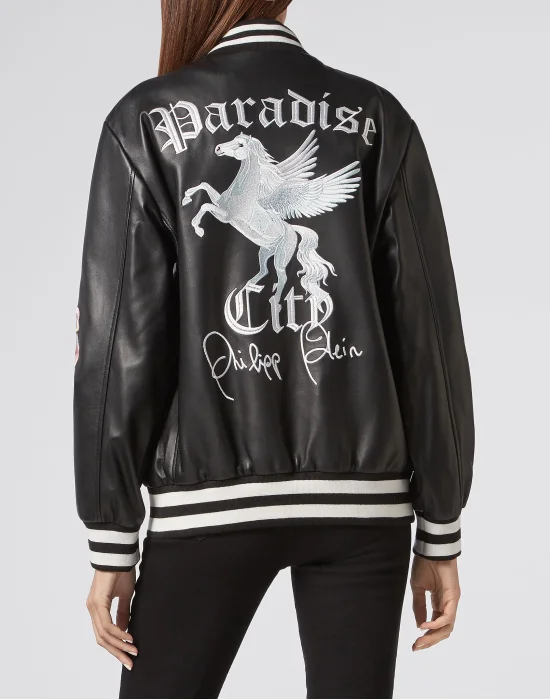 Leather Bomber Gothic Plein