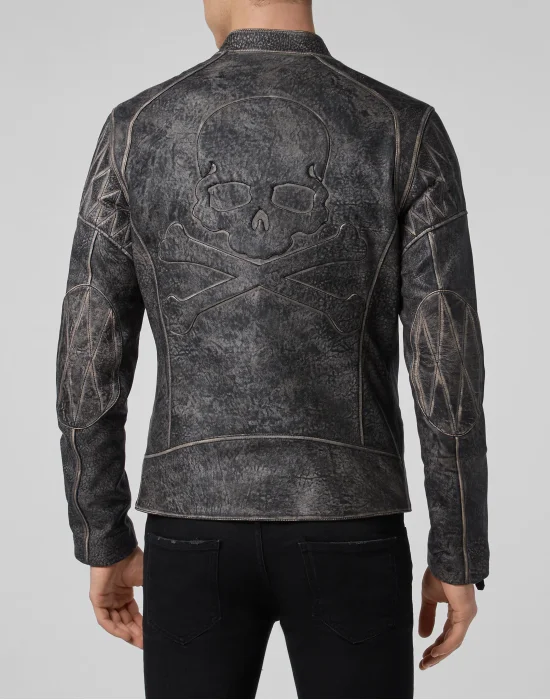 Leather Moto Jacket Skull