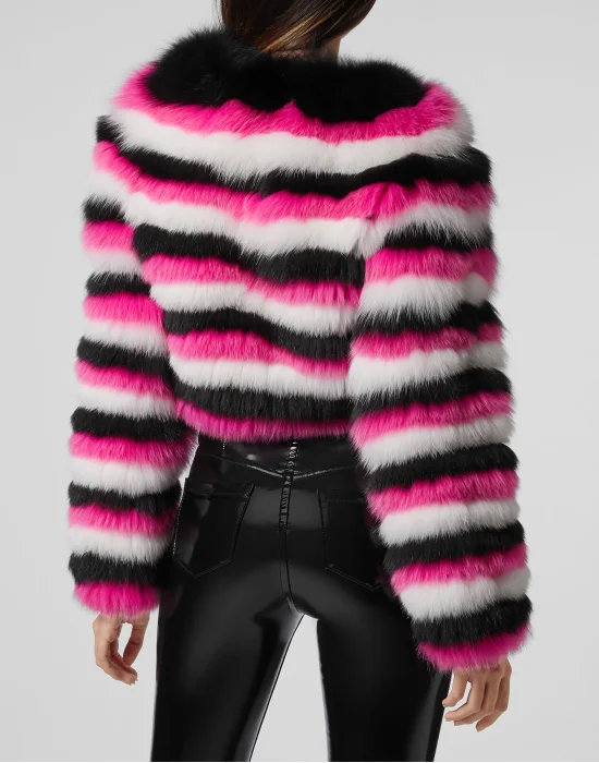 Fur Coat Short Stripes