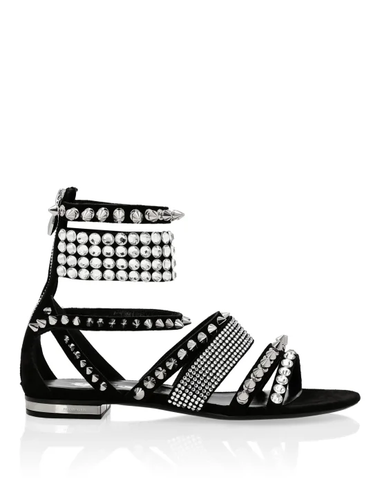 Suede Sandals Flat Studs