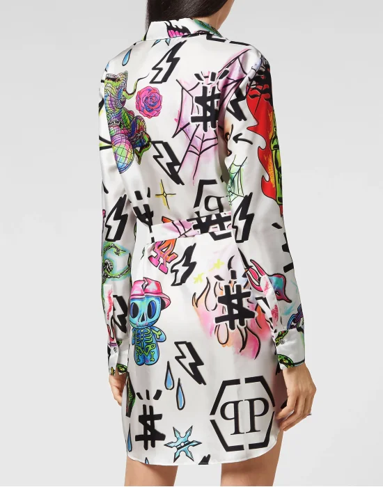 Silk Shirt Dress Tattoo Monogram