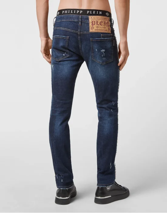 Denim Trousers Super Straight Cut Destroyed Destroyed