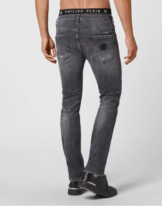 Denim Trousers Super Straight Cut Destroyed