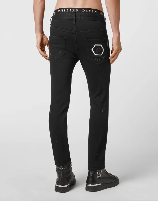 Denim Trousers Skinny Hexagon
