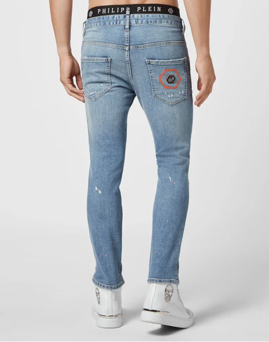 Denim Trousers Skinny Hexagon