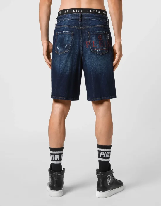 Denim Capri Shorts Iconic Plein