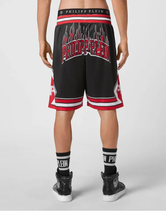 Basket Jogging Shorts Skull on fire