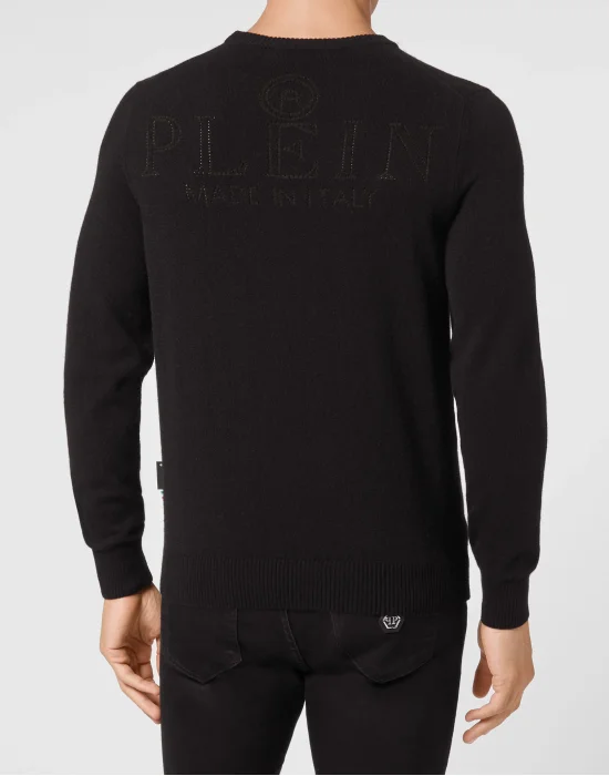 Cashmere Pullover Round Neck LS Skull and Plein