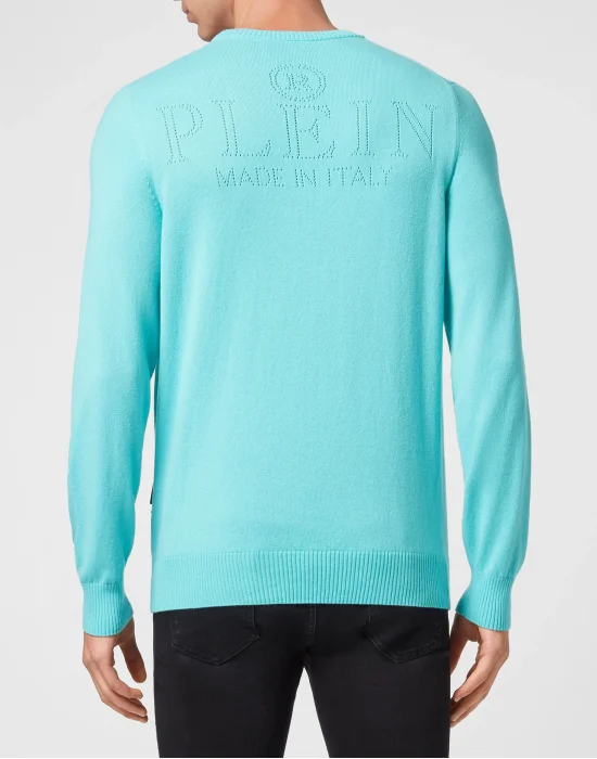 Cashmere Pullover Round Neck LS Skull and Plein