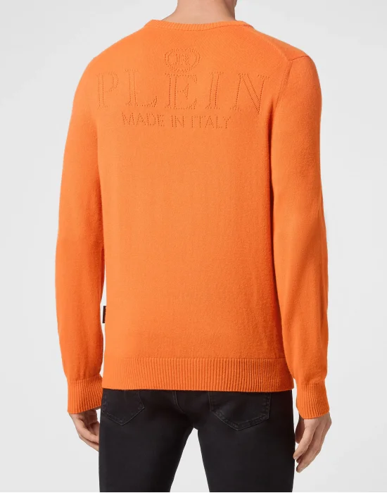 Cashmere Pullover Round Neck LS Skull and Plein