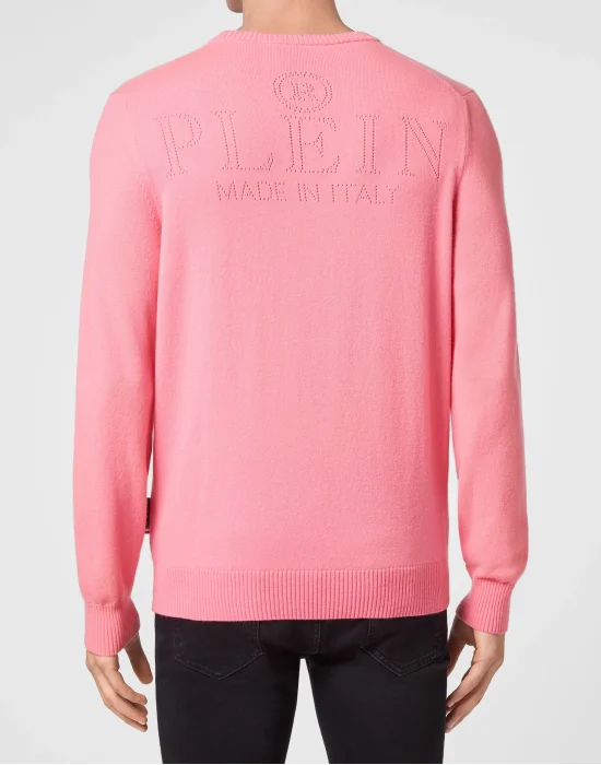 Cashmere Pullover Round Neck LS Skull and Plein
